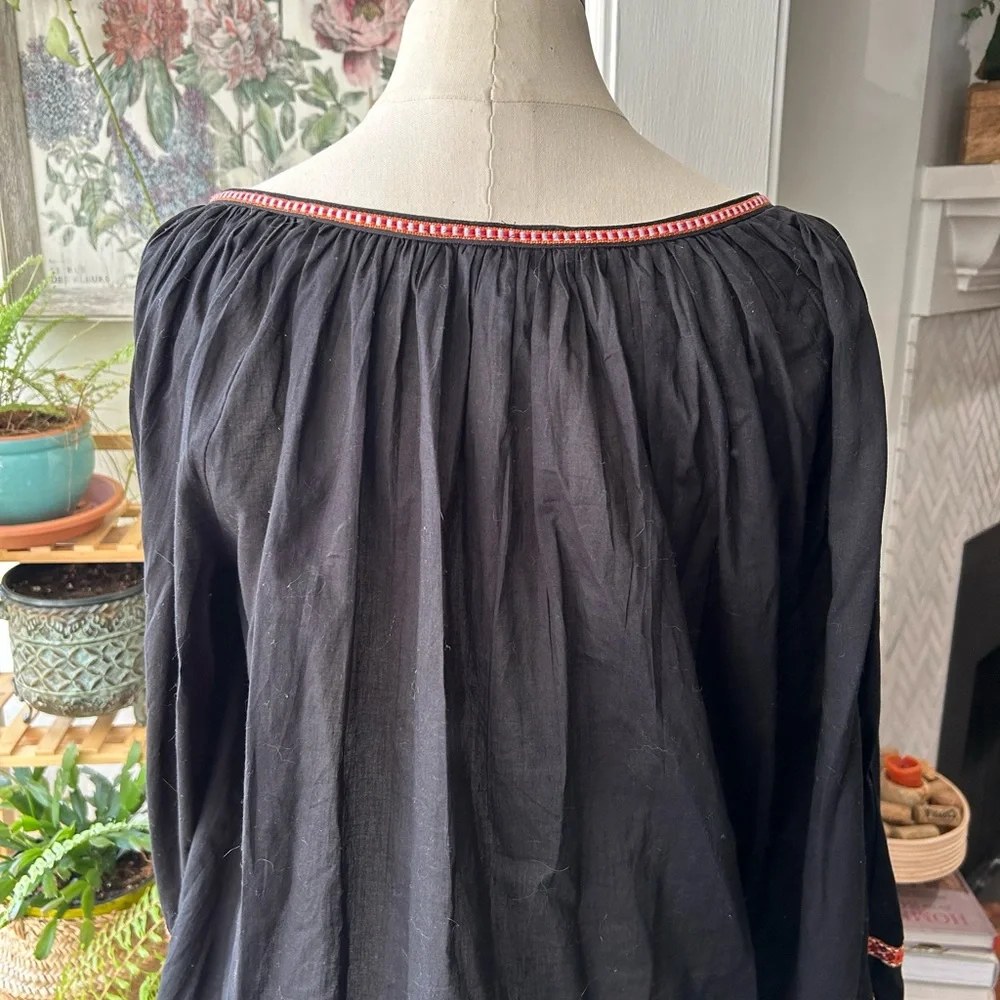 H&M boho blouse long elastic cuffs sleeves 100% cotton - Picture 5 of 7